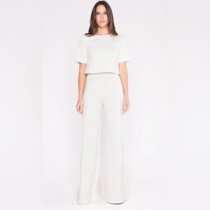 Wide Leg High-Rise Pants in Cream